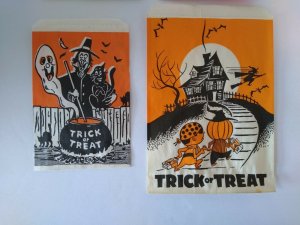 Vintage Halloween Candy Goodie Bags Cowboy Goblin 1960 Skeletons Witches Ghosts