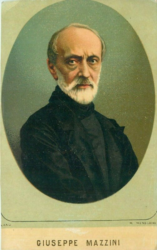 Italian Genoese propagandist and revolutionary Giuseppe Mazzini artist card