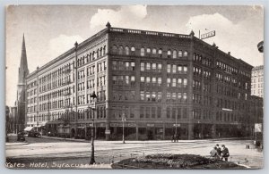 Syracuse New York~Yates Hotel Street View~B&W Photo~PM 1909~Vintage Postcard
