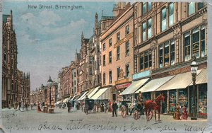 Vintage Postcard New Street Railway Station Thoroughfares Birmingham England