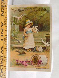 J & P Coats Six Cord Thread Cute Girl Feeding Doves Pigeons Stone Steps F38