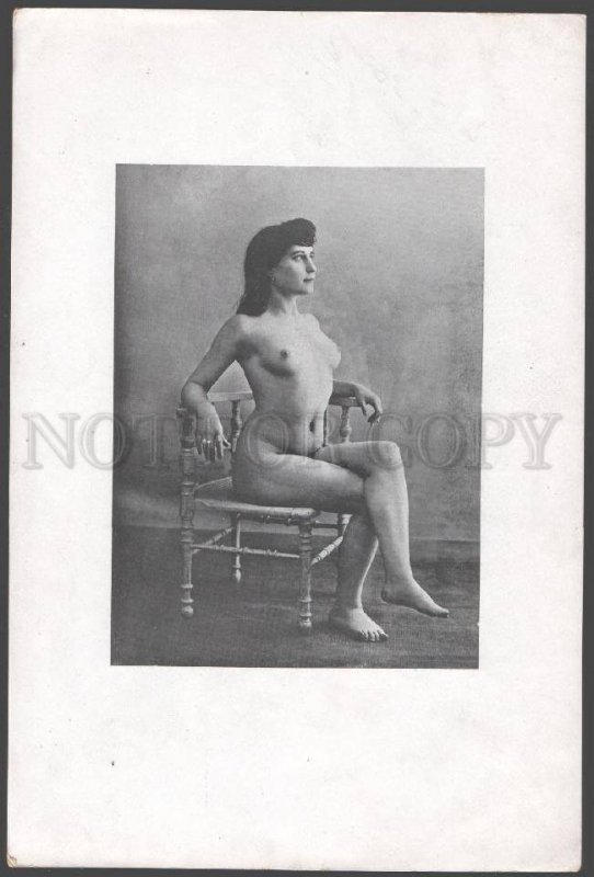 092708 ART NOUVEAU FRENCH NUDE RISQUE GIRL long hair Vintage#4