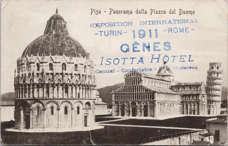 Pisa Italy 1911 Exposition Genes Isotta Hotel Postcard E61