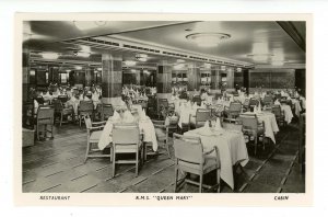 Cunard Line - RMS Queen Mary,  Restaurant, Cabin Class                  RPPC