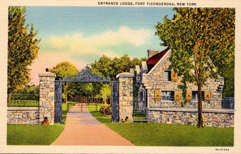 New York Fort Ticonderoga Entrance Lodge 1941 Curteich