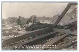 Omaha Nebraska NE RPPC Photo Postcard Bemis Park Disaster Rood Of Sacred Heart