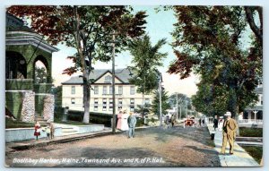 BOOTHBAY HARBOR, ME ~ Townsend Avenue KNIGHTS of PYTHIAS HALL 1910s  Postcard