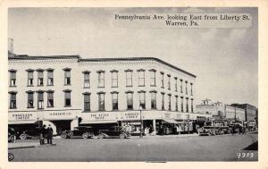 Warren Pennsylvania Acenue Street Scene Store Fronts Antique Postcard K59668