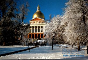 Massachusetts Boston State Capitol Building In Winter