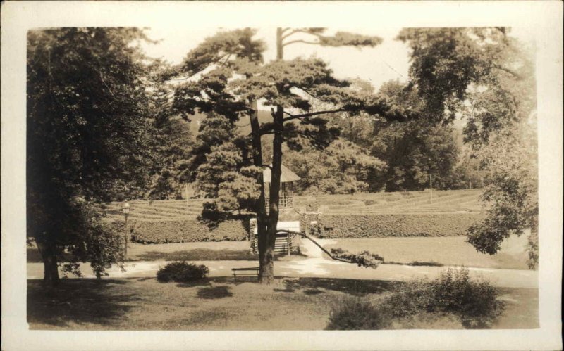 Waltham MA Girls Camp Camelot c1930 Real Photo Postcard MAZE