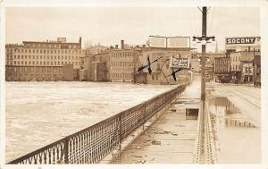 Lewiston From Auburn ME Bridge Murphy's Furs Sign Store Front's RPPC Postcard