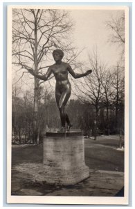 Croatia Postcard Park Woman Statue Scene c1940's Vintage Unposted RPPC Photo