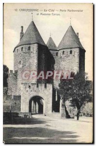 Postcard Old Carcassonne Cite Narbonne Gate and Lady Carcas