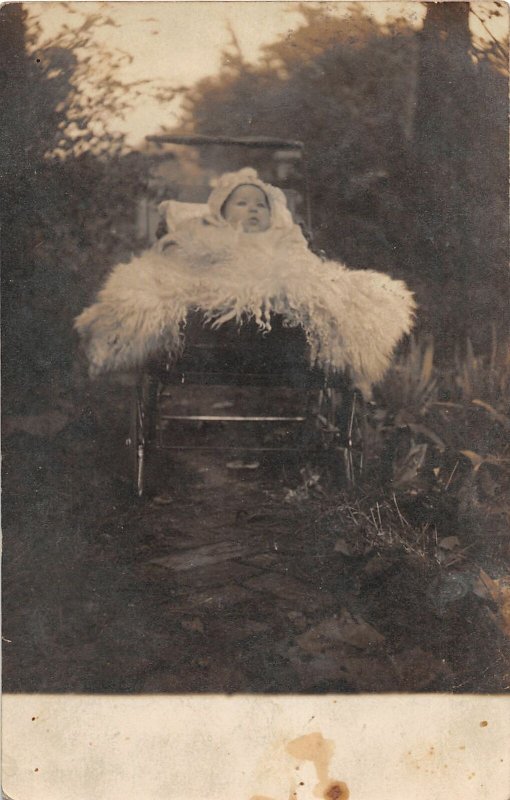 G55/ Kinmundy Illinois RPPC Postcard 1911 Child in Carriage
