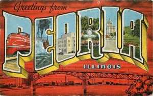 Illinois Peoria Large Letters Multi View Hartman Kropp Postcard 22-866