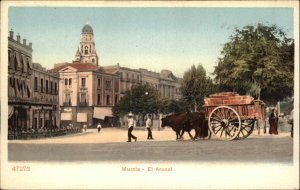 Murcia Spain el Arsenal Ox Cart Wagon c1910 Vintage Postcard