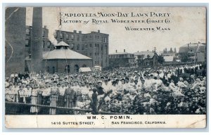 Employees Noon-Day Lawn Party Factory Of Royal Worcester MA Postcard 