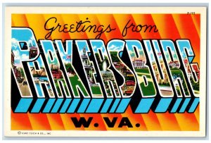 c1950's Greetings from Parkersburg WV Multiview Big Letter Postcard