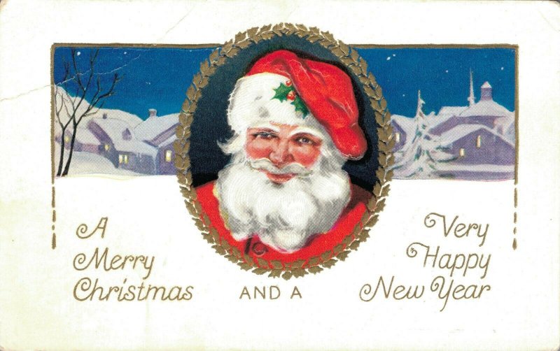 Merry Christmas - Vintage Santa Claus Best Wishes For Christmas Postcard 03.08