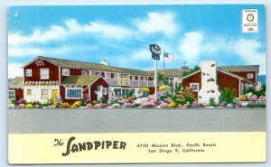 SAN DIEGO, CA California~ SANDPIPER MOTEL Pacific Beach c1950s Roadside Postcard