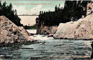 Grand Falls and Suspension Bridge, New Brunswick c1906 Vintage Postcard R59