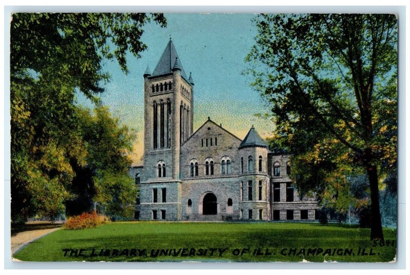 1912 The Library University Of Illinois Champaign Illinois IL Antique Postcard