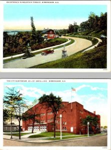 2~ca1920's Postcards Birmingham, AL Alabama  MOUNTAIN TERRACE HOMES & AUDITORIUM