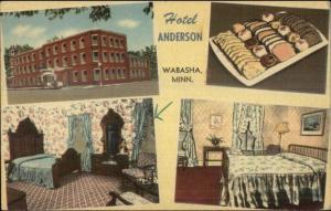 Wabasha MN Hotel Anderson Multi-View Linen Postcard