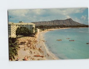 Postcard Moana Hotel & Beach from Roof of Royal Hawaiian Waikiki Beach Hawaii