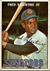 1967 Topps Baseball Card Fred Valentine Washington Senators sk2080