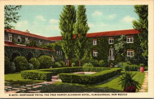 Vtg Northeast Patio Fred Harvey Alvarado Hotel Albuquerque NM Linen Postcard