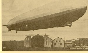 Postcard Early View of  Zeppelin in Flight, Friedrichshafen, Germany.  P5