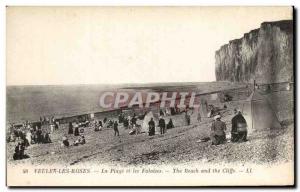 Old Postcard Veules Les Roses Beach and The Beach Cliffs and the Clifls