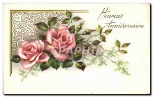 Old Postcard Fantasy Flowers Birthday