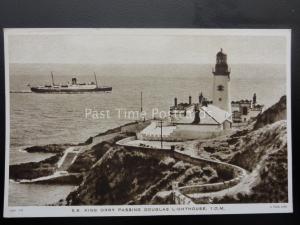 Isle of Man S.S. KING ORRY Passing Douglas Lighthouse c1943 Postcard by R. Tuck