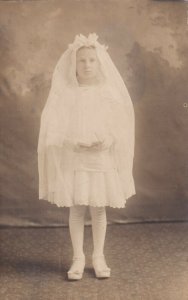 RP: Little GIrl dressed in her First Communion, 1900-10s