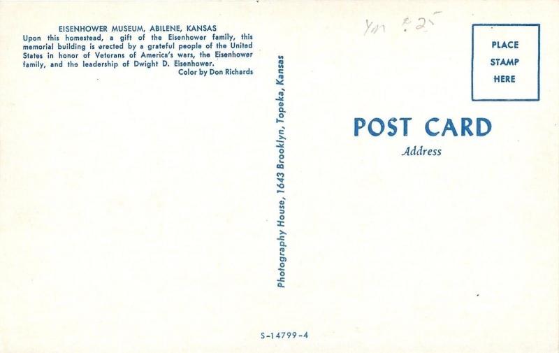 Abilene Kansas~Spring Flowers, Budding Trees @ Eisenhower Museum~1960s Postcard