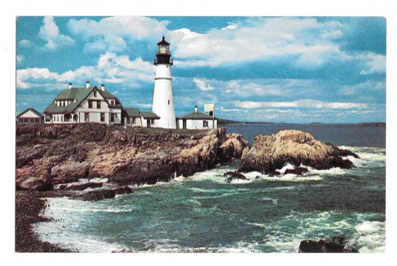 First Lighthouse Portland Head Light Maine Vintage Eva Luoma Photo Postcard