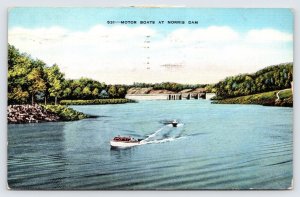 Motor Boats at Norris Dam, Clinch River, Tennessee Postcard c1940