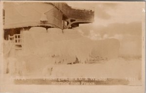 Frozen Guns on a U.S. Warship Returning from France Real Photo Postcard Z11