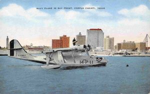 US Navy Flying Boat Sea Plane Corpus Christi Texas linen postcard