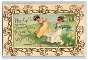 c.1910 Art Nouveau Lovely Easter Lilies Vintage Postcard F50