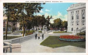 Scene on Capitol Terrace, Madison, Wisconsin, early postcard, Unused