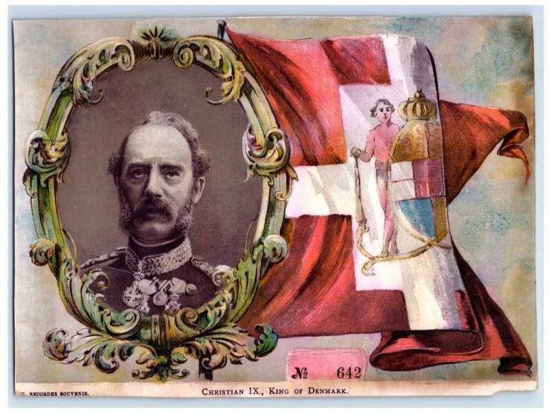 1880s-90s NY Recorder Souvenir Card Insert Christian IX King Of Denmark #6R