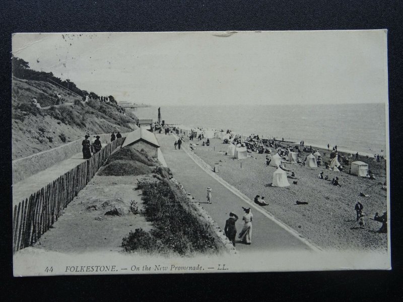 Kent FOLKESTONE on the NEW PROMENADE c1915 Postcard by Levy LL.44