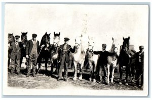 c1910's Horses And Cowboys Scene Field RPPC Photo Unposted Antique Postcard