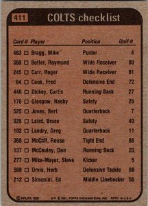 1981 Topps Football Card '80 Colts Leaders Dickey Carr Laird Barnes sk60167