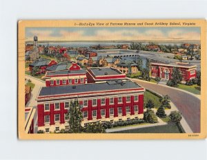 Postcard Birds Eye View of Fortress Monroe and Coast Artillery School, Virginia