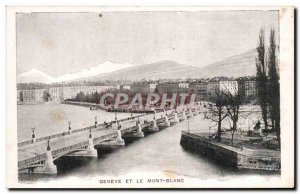 Old Postcard Geneva and Mont Blanc