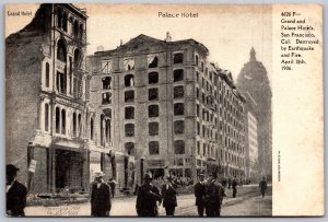 Vtg San Francisco California Grand & Palace Hotel 1906 Earthquake Fire Postcard